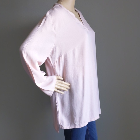 LIZ CLAIBORNE STUDIO PINK V NECK TOP SIZE LARGE - Picture 3 of 15